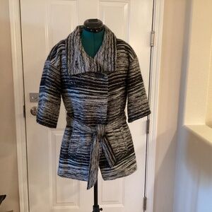 Alfani Tweed Car Coat Tweed Black & White Over Coat size 4 Lined